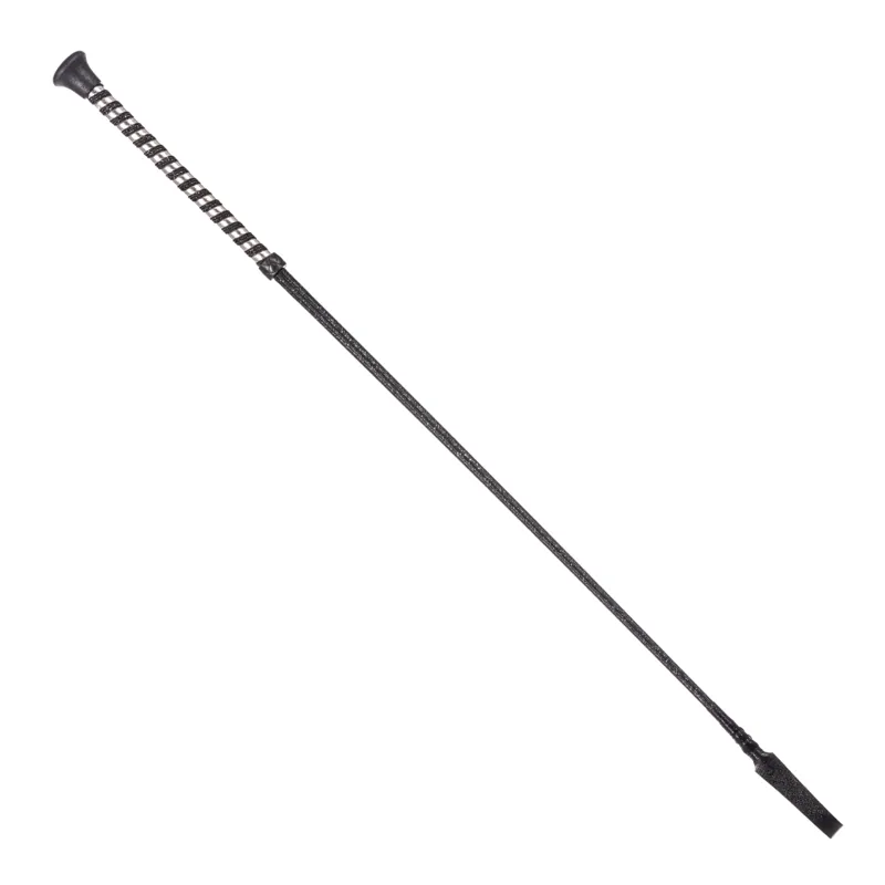 Country Direct Lurex Braided Riding Whip in Black-1