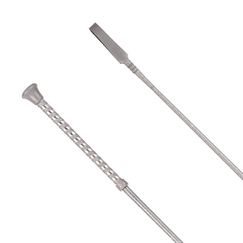 Country Direct Lurex Braided Riding Whip in Grey