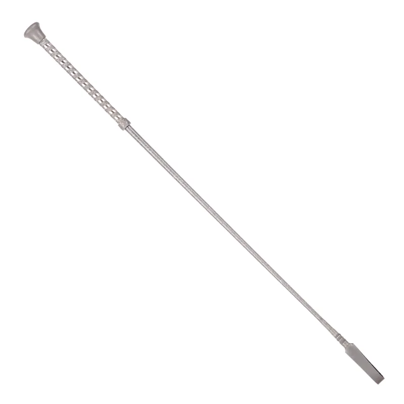 Country Direct Lurex Braided Riding Whip in Grey-1