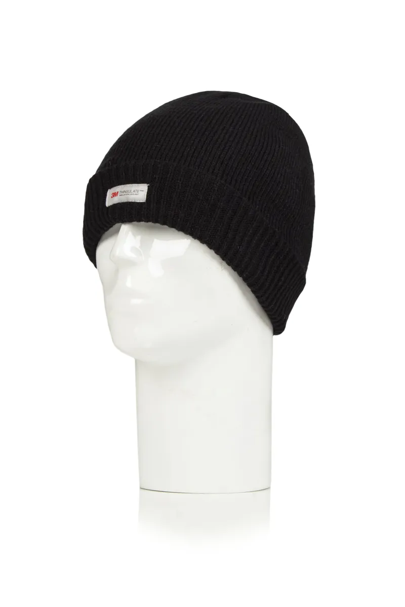 Platinum Leyburn Waterproof Turn Up Hat Mens in Black