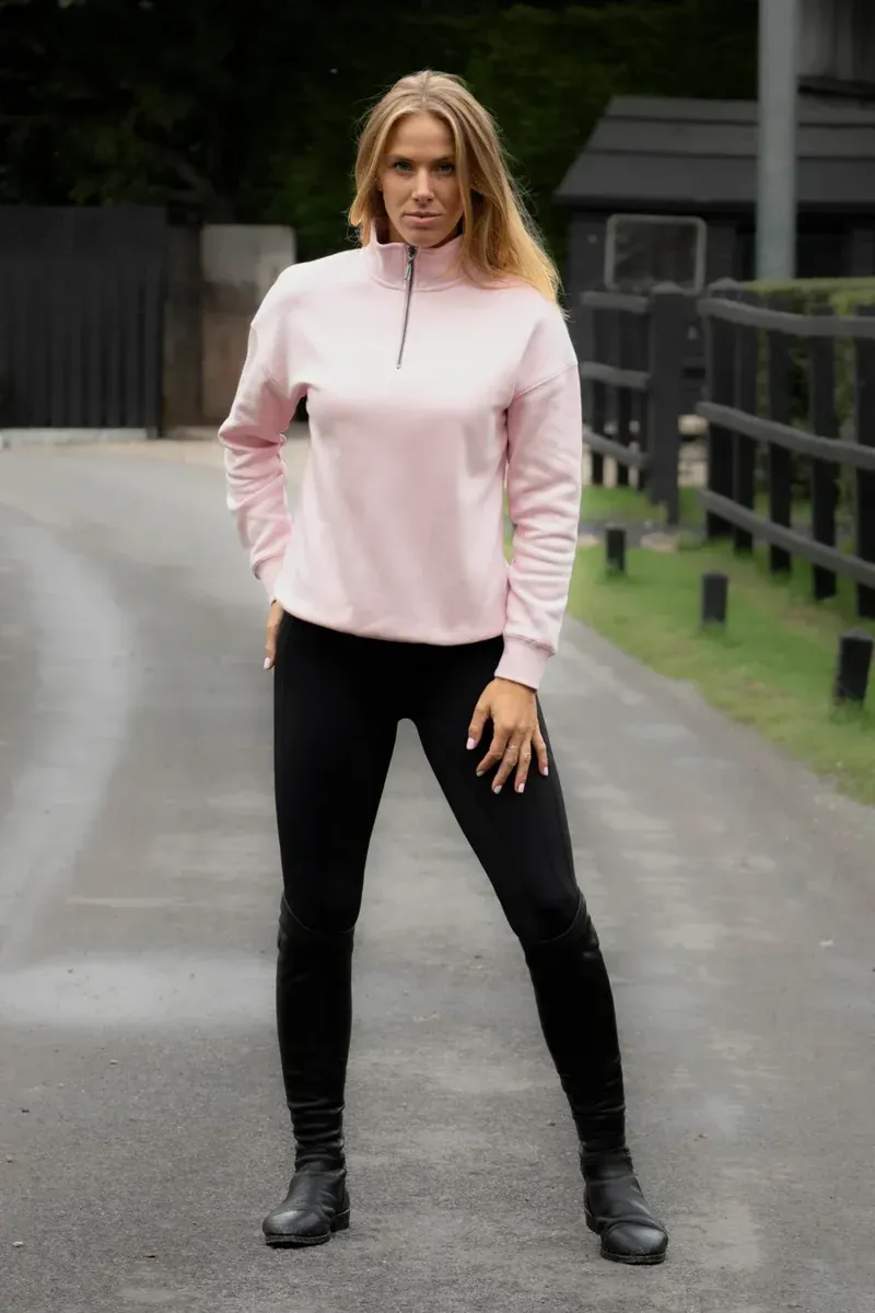 Mochara Half Zip Sweatshirt Ladies in Baby Pink-2