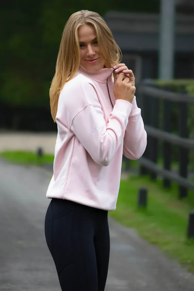 Mochara Half Zip Sweatshirt Ladies in Baby Pink-3