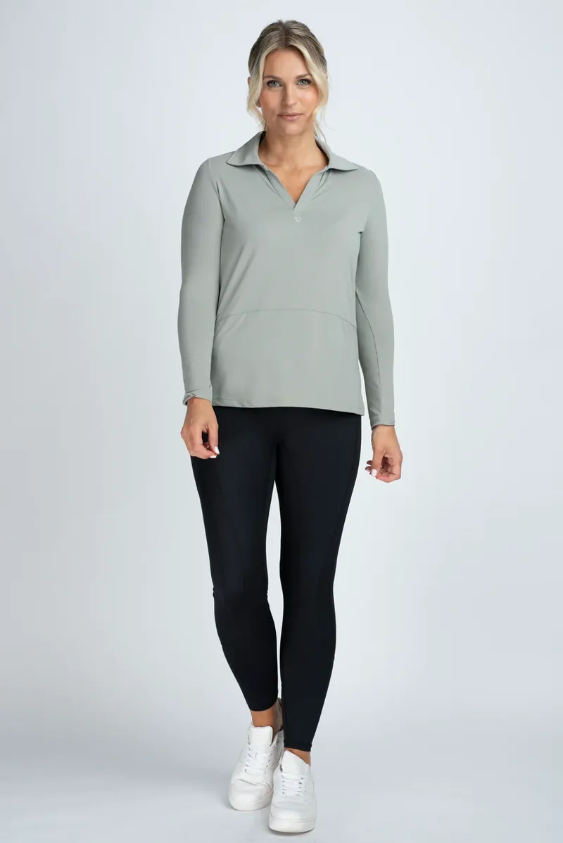 Mochara V Neck Air Tech Long Sleeve Shirt Ladies in Pistachio-3