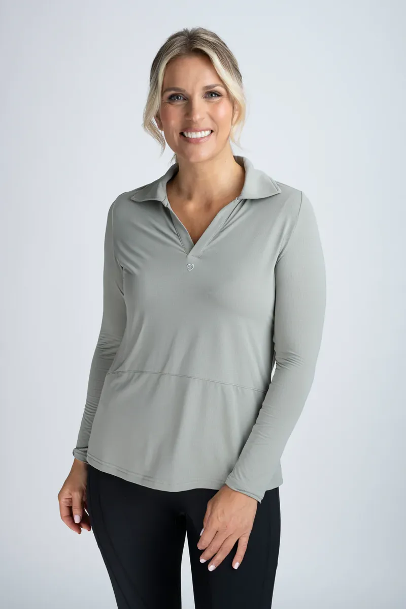 Mochara V Neck Air Tech Long Sleeve Shirt Ladies in Pistachio