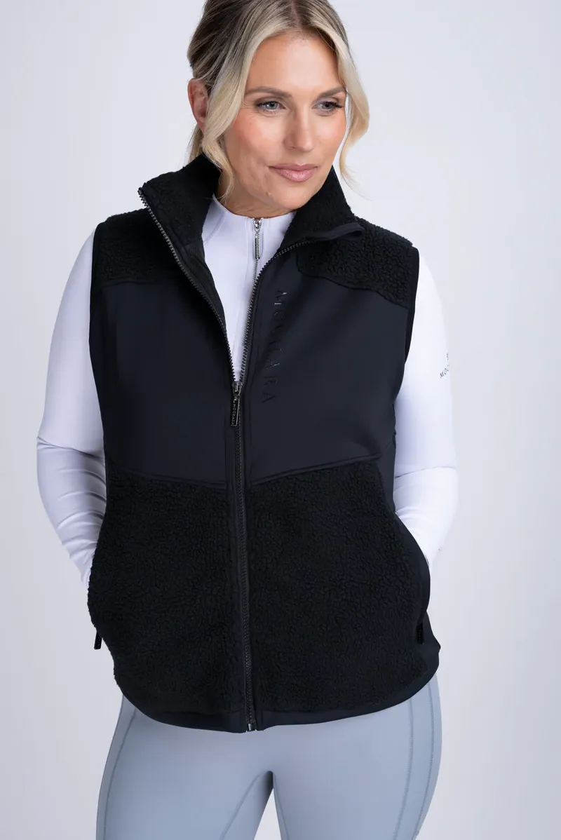 Mochara Luxe Sherpa Gilet Ladies in Black-1