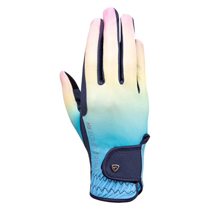 Hy Equestrian Riding Gloves in Navy/Pastel Ombre - WEB EXCLUSIVE