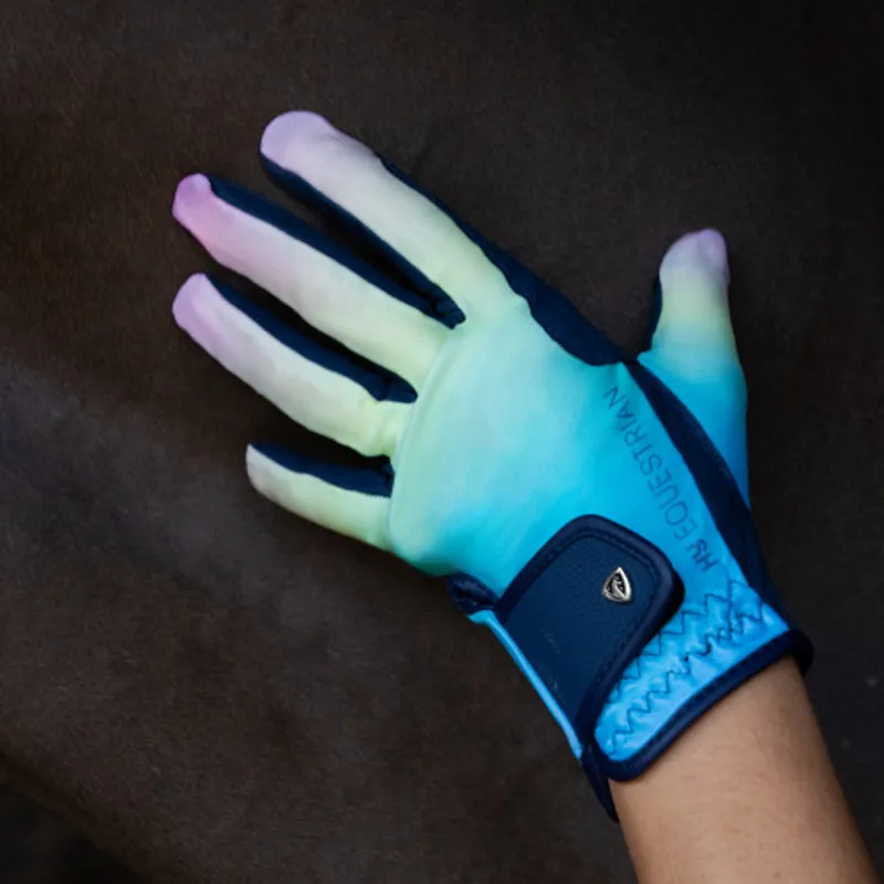 Hy Equestrian Riding Gloves in Navy/Pastel Ombre - WEB EXCLUSIVE-2
