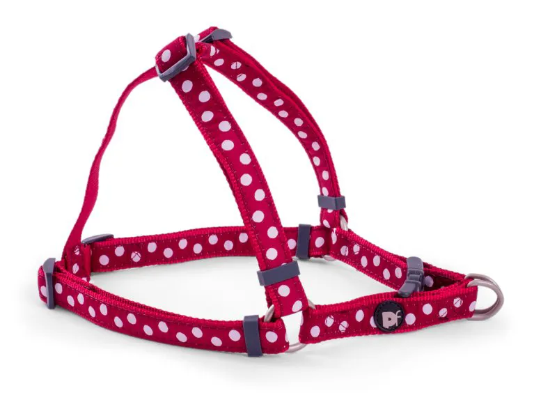 Petface Dots Dog Harness in Cherry and White