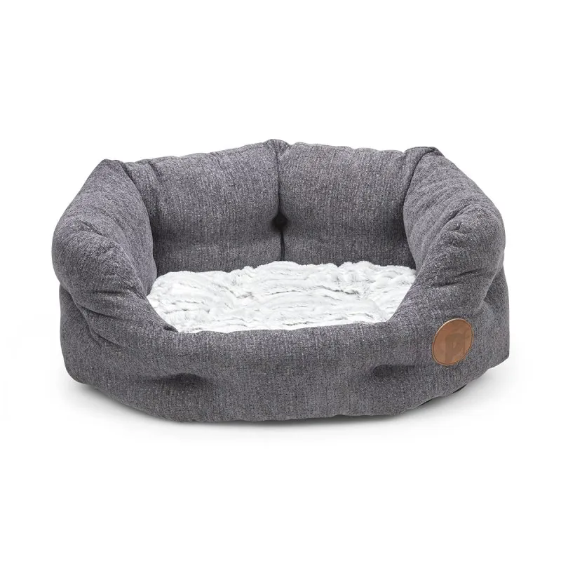 Petface Slate Grey High Oval Bed-3