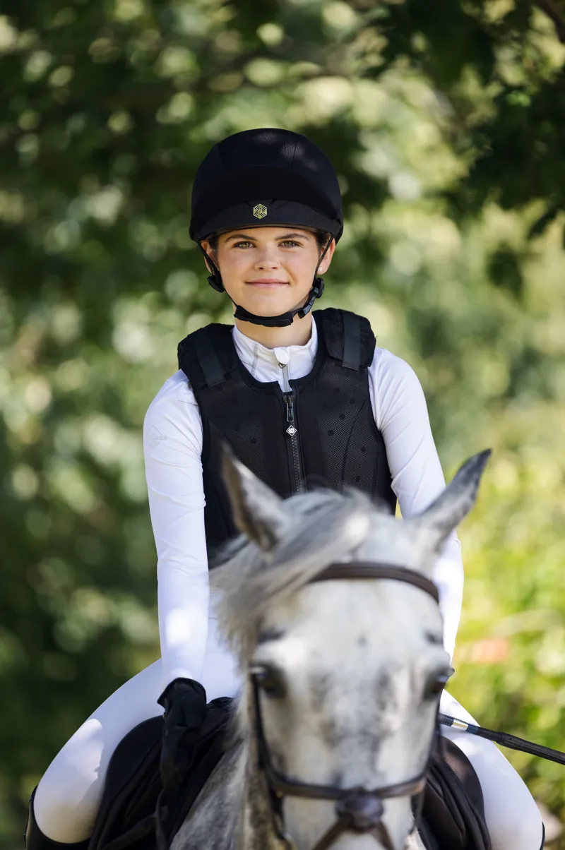 Charles Owen Phoenix Jockey Skull with MIPS in Black with Silver-9