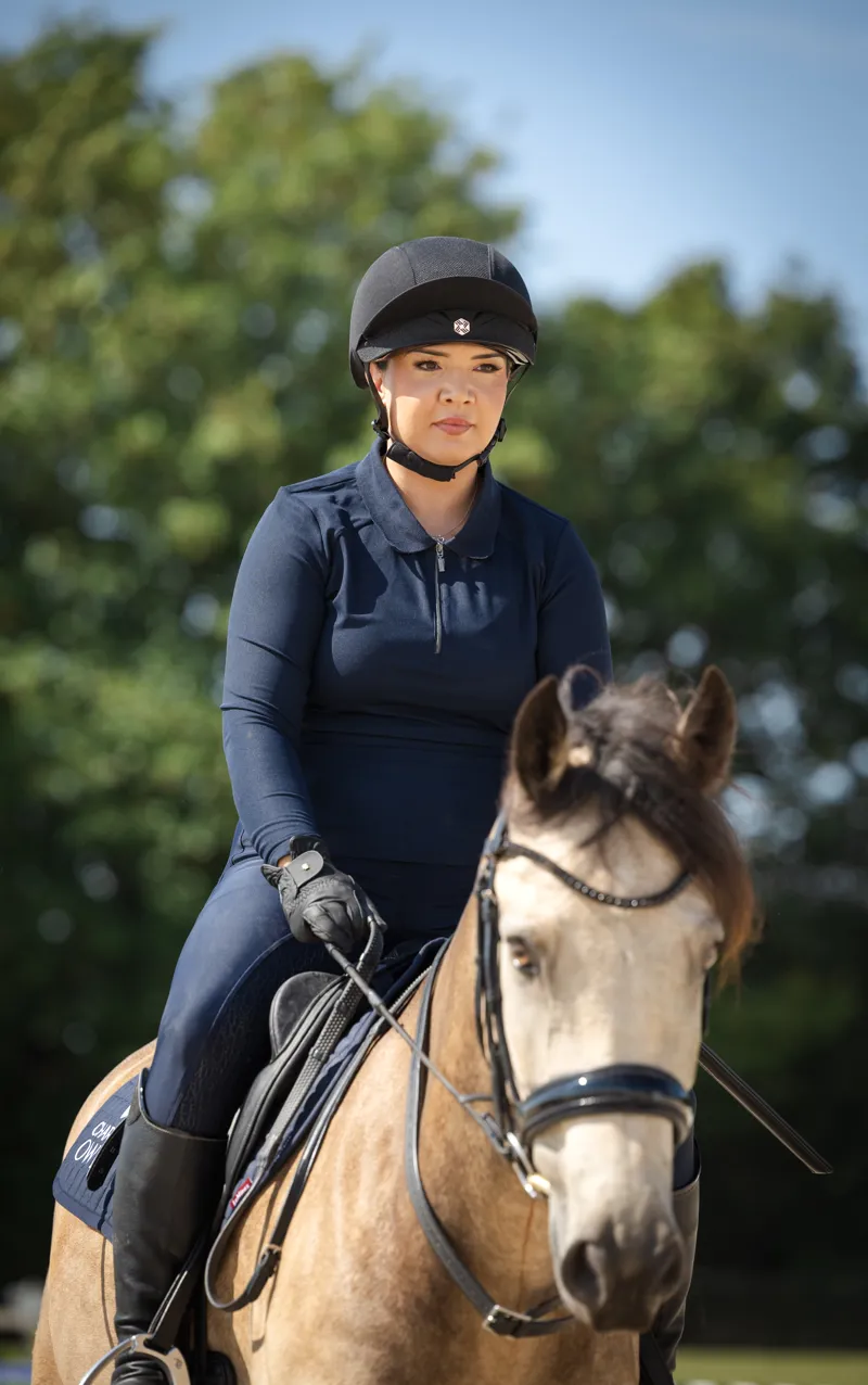 Charles Owen Phoenix Jockey Skull with MIPS in Black with Silver-7