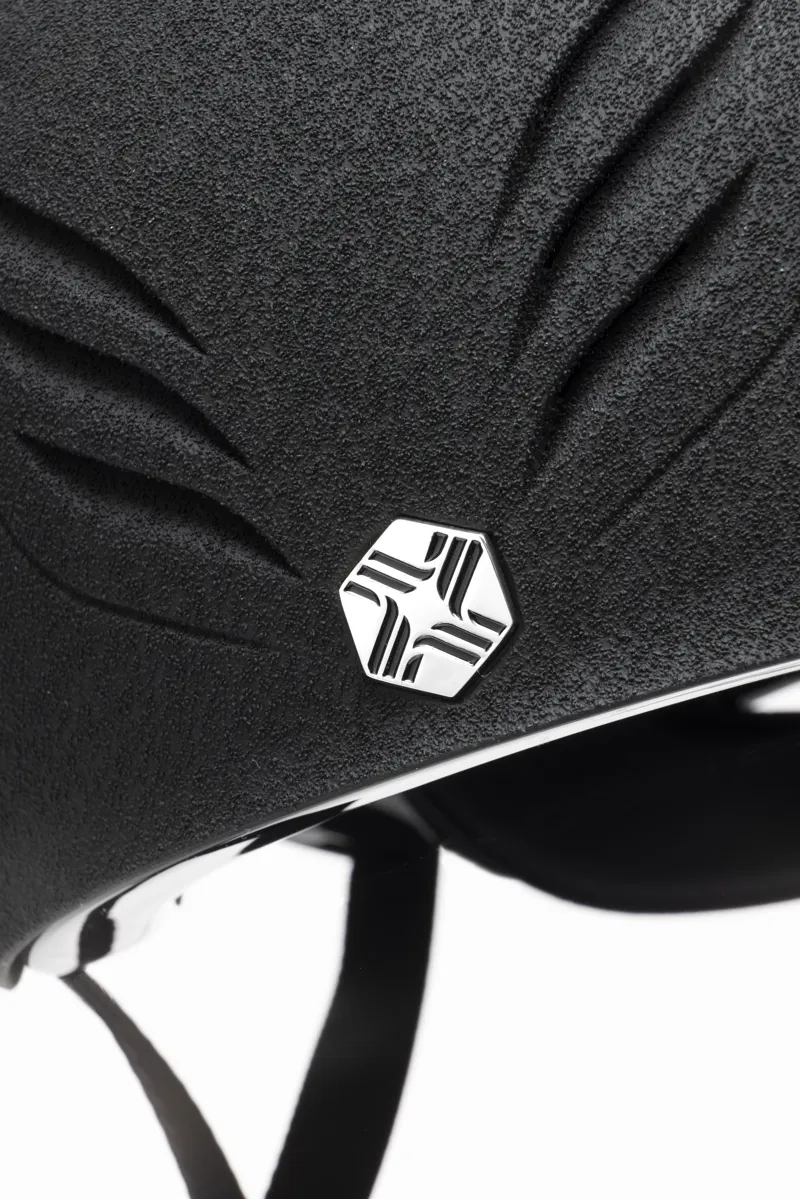 Charles Owen Phoenix Jockey Skull with MIPS in Black with Silver-3