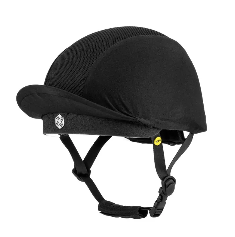 Charles Owen Phoenix Jockey Skull with MIPS in Black with Silver