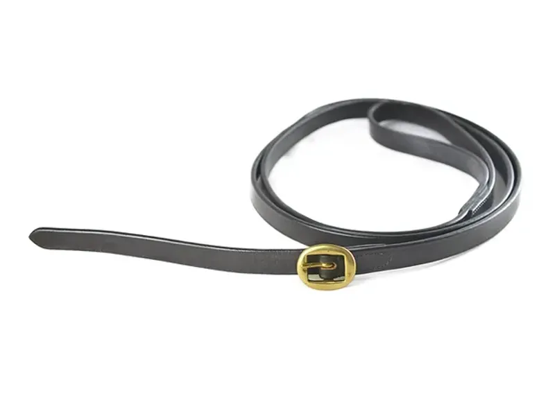 Ascot by Dever Plain Leather Lead Rein 5/8 Inch with Buckle in Black-1