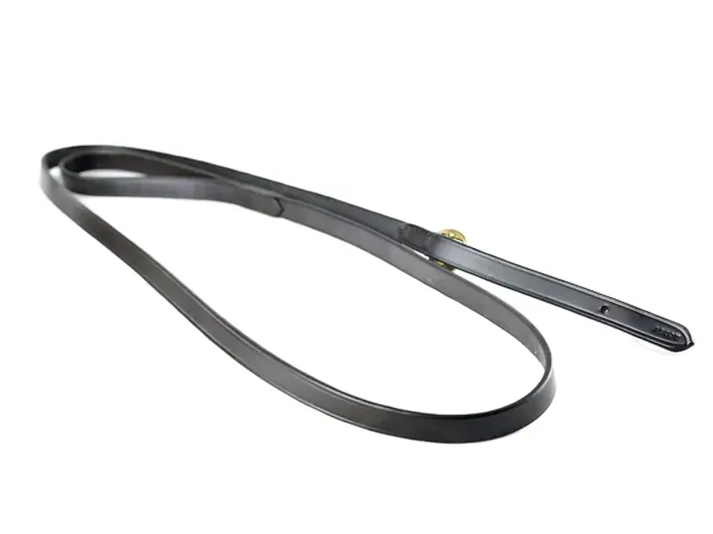 Ascot by Dever Plain Leather Lead Rein 5/8 Inch with Buckle in Black-3