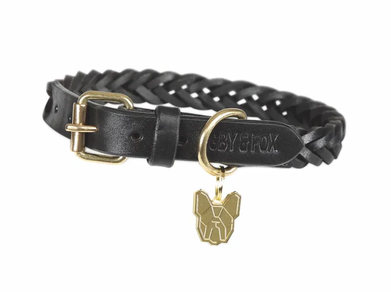 Digby and Fox Plaited Dog Collar in Black - WEB EXCLUSIVE