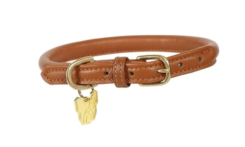 Digby and Fox Rolled Leather Dog Collar in Tan - WEB EXCLUSIVE