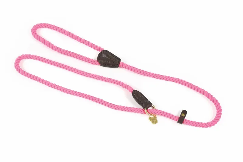 Digby and Fox Rope Slip Dog Lead in Pink - WEB EXCLUSIVE