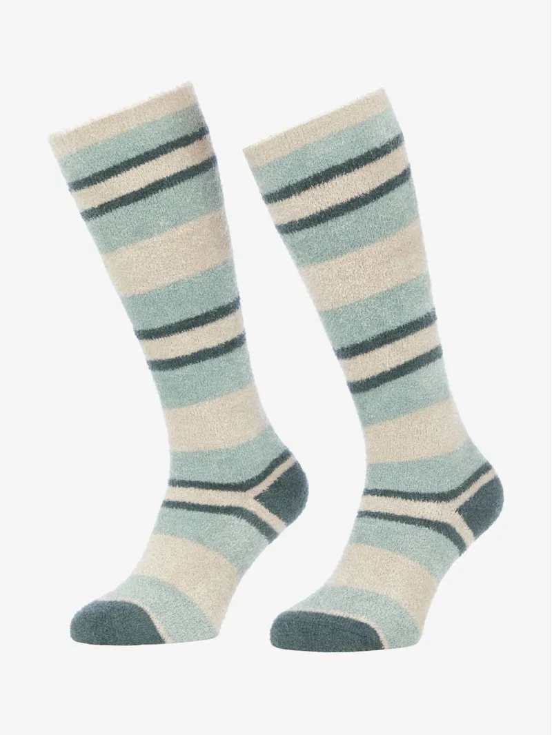 LeMieux Sabrina Stripe Fluffies Socks Adults in Petrol