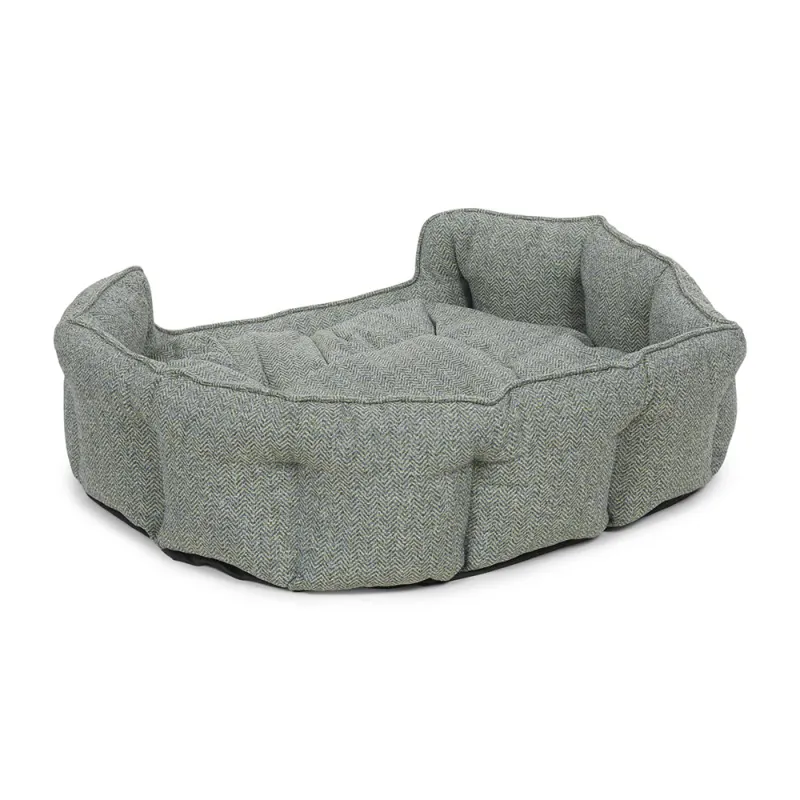 Petface Sage Herringbone Low Oval Bed-1