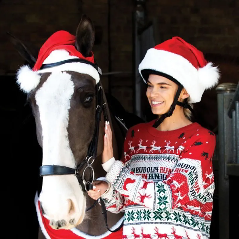 Equetech Santa Hat Horse Ear Bonnet-2