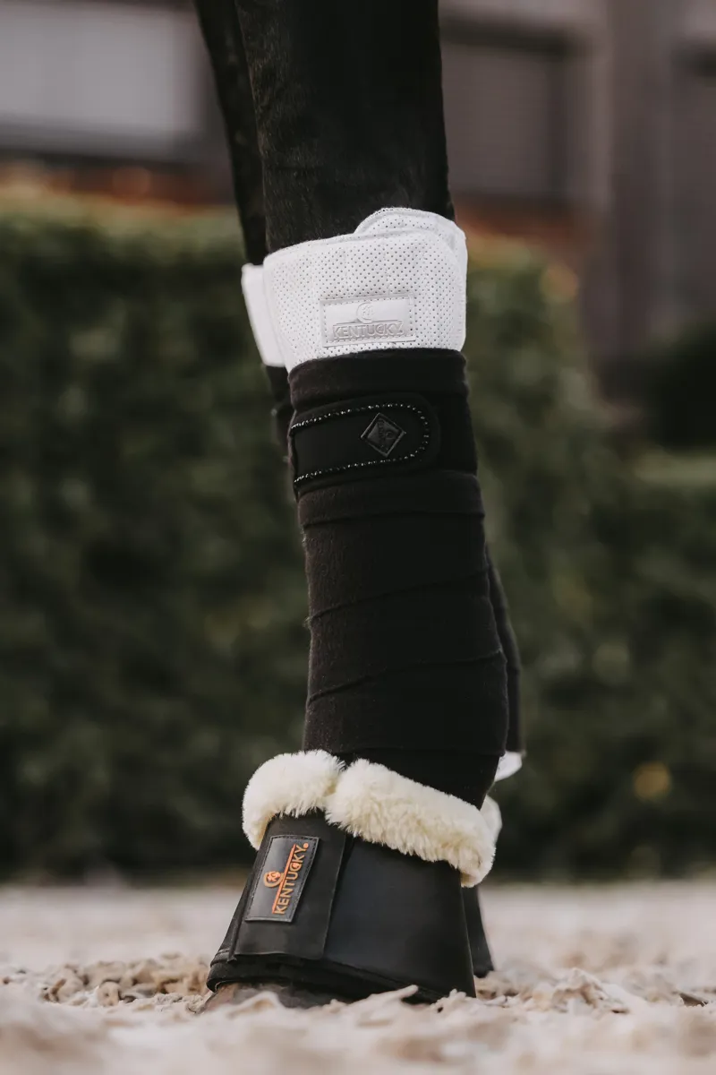 Kentucky Faux Sheepskin Leather Overreach Boots in Black-1