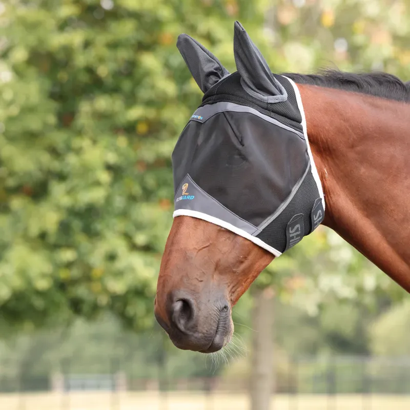 Shires FlyGuard Pro Air Motion Fly Mask with Ears in Dark Grey