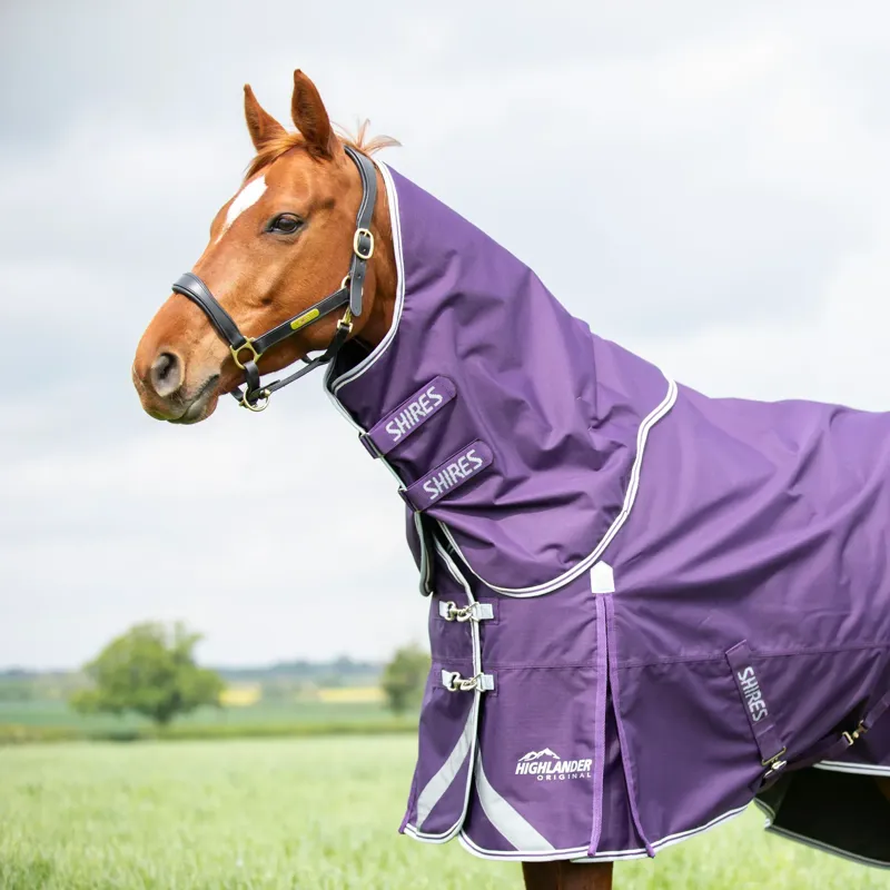 Shires Highlander Turnout Rug and Neck Set 100g in Plum-4