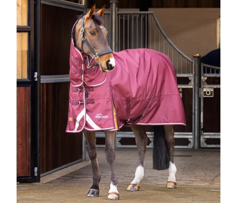Shires Highlander Plus 100 Combo Turnout Rug in Maroon