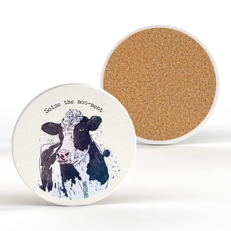 Platinum Seize the Mooment Ceramic Round Coaster