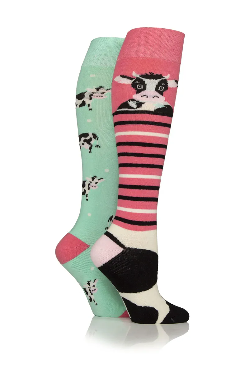 Sockshop WildFeet Long Equestrian Socks Juniors in New Cow