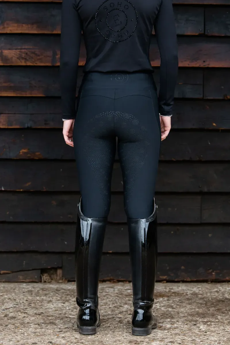 Soho Equestrian Full Grip Riding Leggings Ladies in Black-2