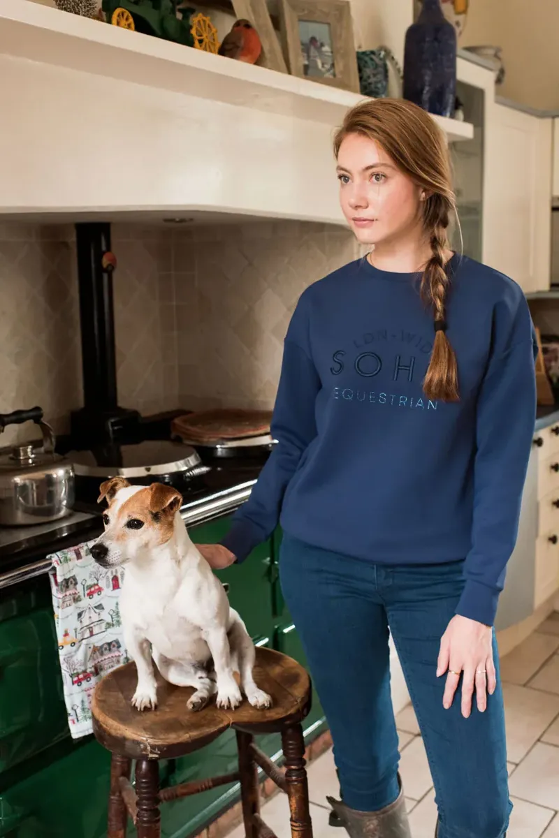 Soho Equestrian Crew Sweatshirt Ladies in Royal Blue-3