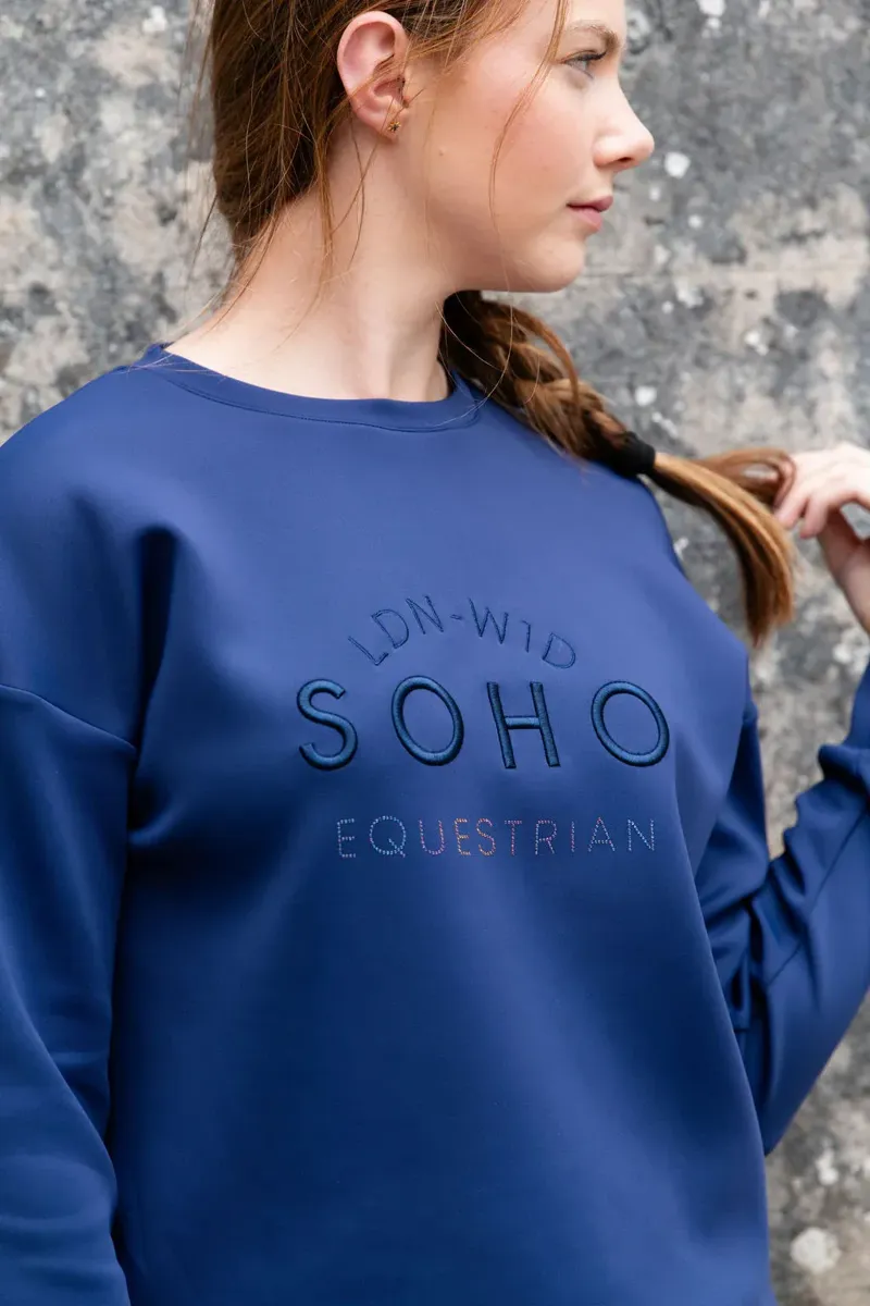 Soho Equestrian Crew Sweatshirt Ladies in Royal Blue-2