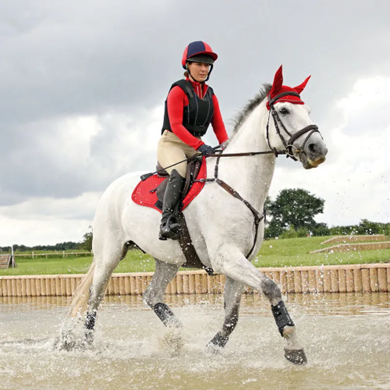 Hy Equestrian Sport Active Fly Veil in Rosette Red - WEB EXCLUSIVE-1