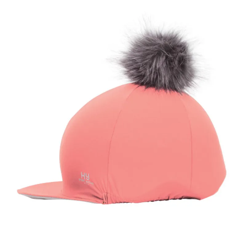 Hy Equestrian Sport Active Pom Pom Hat Silk in Coral Rose