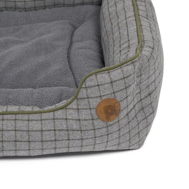 Petface Square Dog Bed in Grey and Moss Green-1