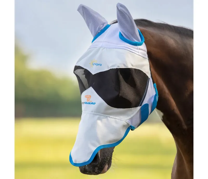 Shires FlyGuard Pro Sun Shade Ultra Pro Fly Mask in White 