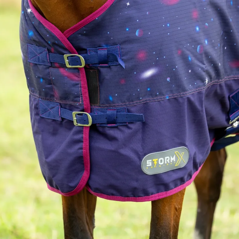 StormX Original Out Of This World 100g Turnout Rug in Navy and Magenta-4