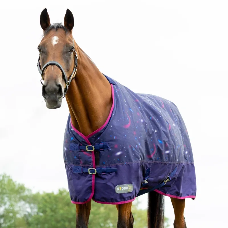 StormX Original Out Of This World 100g Turnout Rug in Navy and Magenta-2