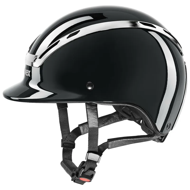 Uvex Exxeed Shiny Chrome Riding Helmet in Black