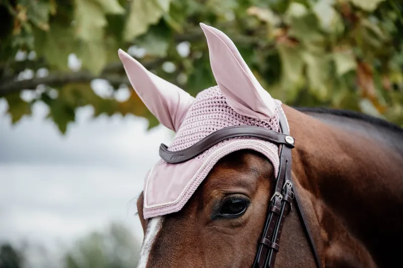 Kentucky Velvet Wellington Fly Veil in Old Rose-3