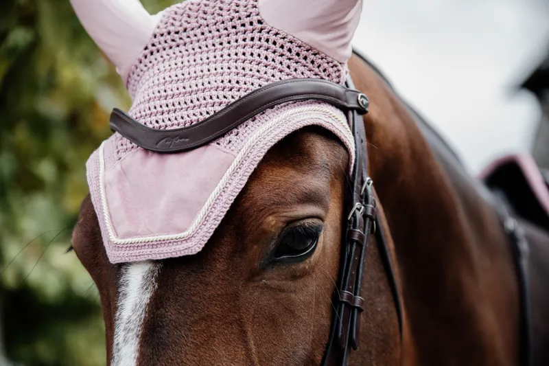 Kentucky Velvet Wellington Fly Veil in Old Rose-4