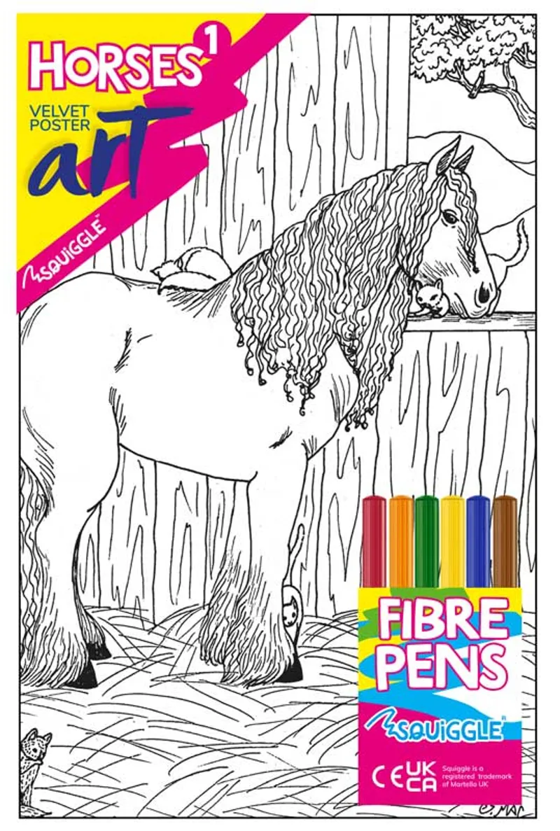 Squiggle Velvet Assorted Horse Art Poster-1