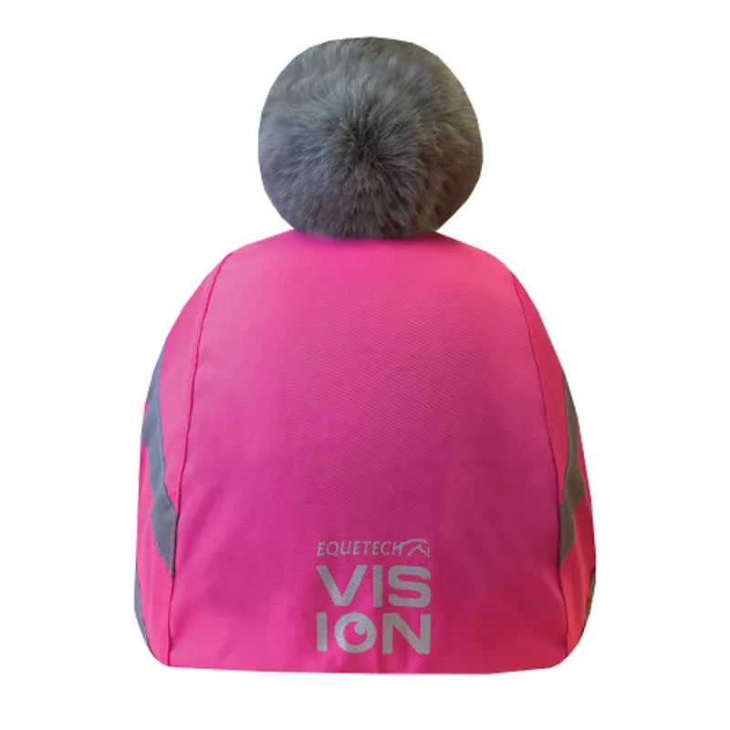 Equetech Hi-Vis Vision Deluxe Pom Hat Silk in Pink-1