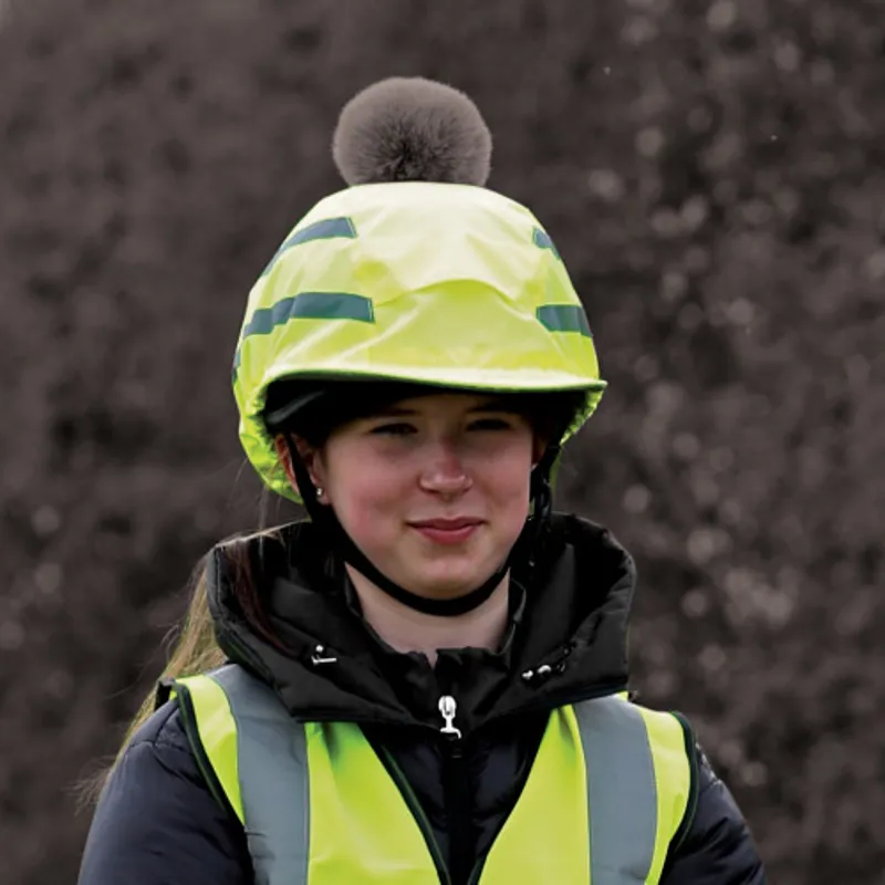 Equetech Hi-Vis Vision Deluxe Pom Hat Silk in Yellow-2