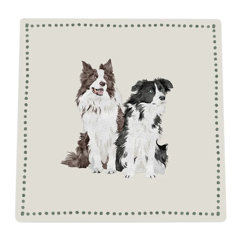 Vivid Squid 2 Collies Ceramic Coaster