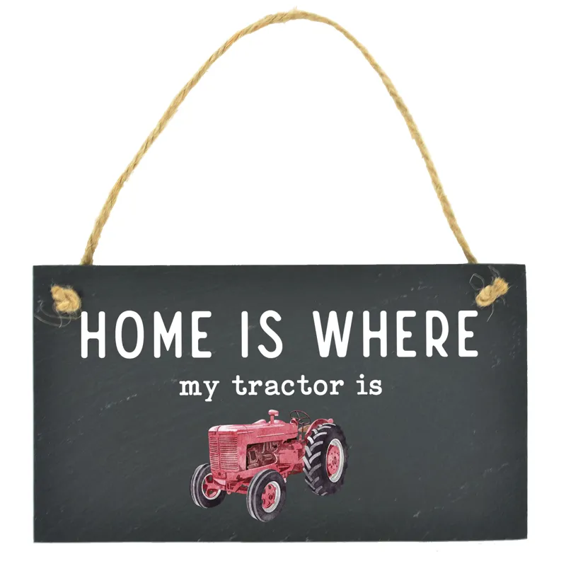 Vivid Squid 'Home is Where the Tractor is' Slate Plaque