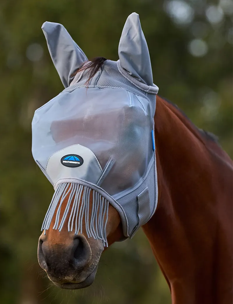 Weatherbeeta ComFiTec Fine Mesh Fly Mask Ears and Tassels in Grey