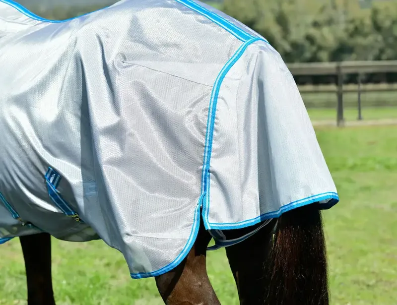 Weatherbeeta Comfitec Hexi Shield Combo Fly Rug in Silver and Teal Blue-10